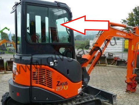 Экскаватор HITACHI ZX 22U/27U/30U/40U/50U - Стекло кузовное правое верхнее переднее (закаленное)